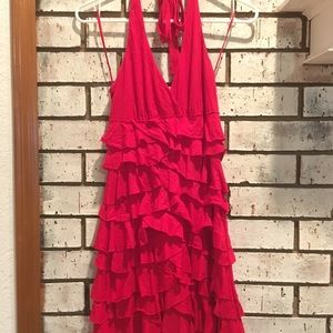 Red Ruffled Halter Dress from Express